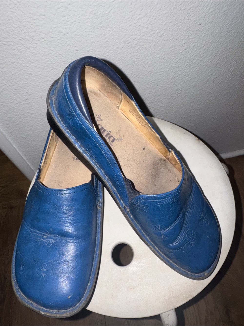 Traq by Alegria Blue Floral Slip-On Flats